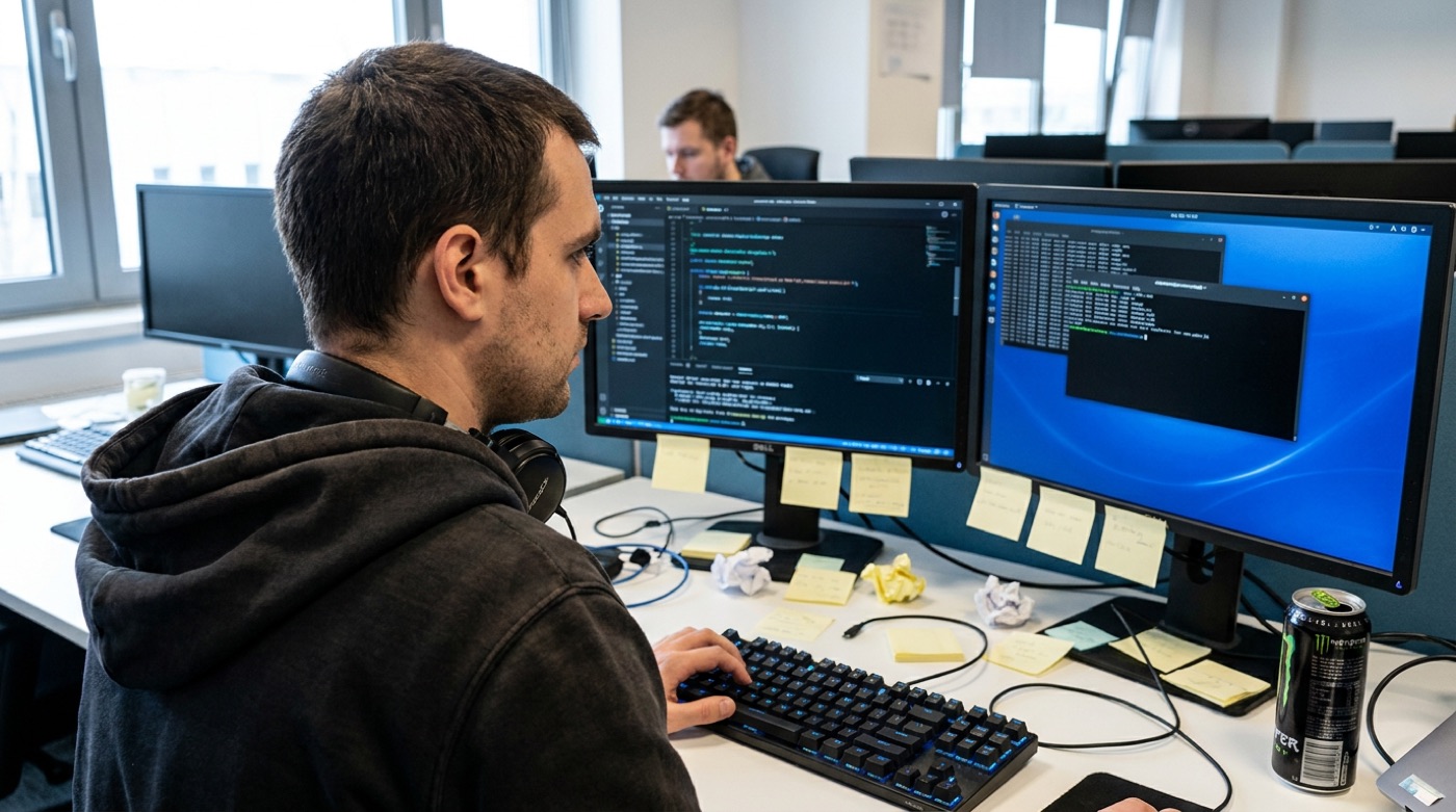 Ingeniero de software trabajando