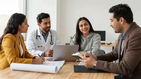 Profesionales de distintas áreas conversando alrededor de una mesa